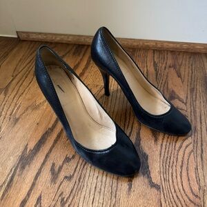 J. Crew Black Leather Heels Round Toe